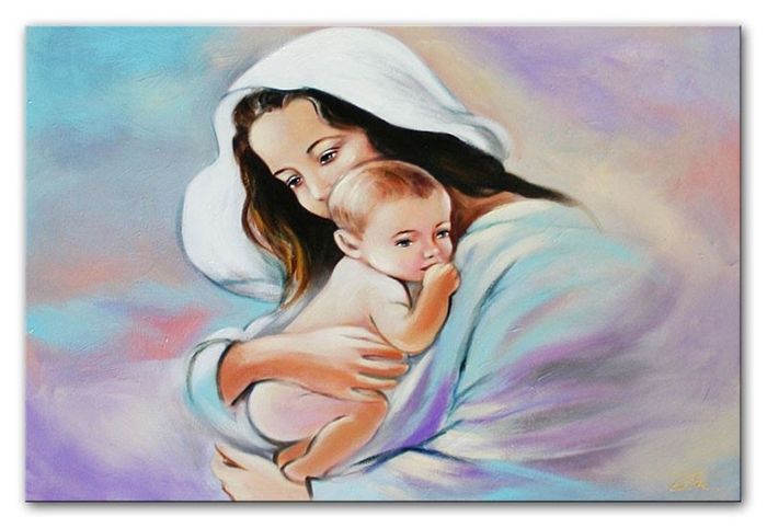 Religion Maria Handarbeit Ölbild Bild Ölbilder Rahmen Bilder G05512