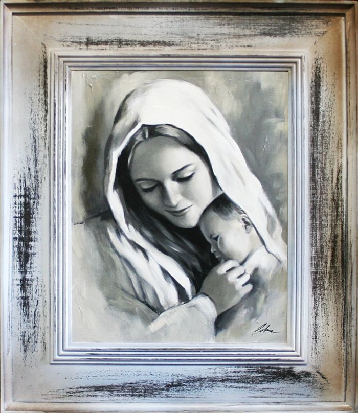 Religion Maria Handarbeit Ölbild Bild Ölbilder Rahmen Bilder G06250