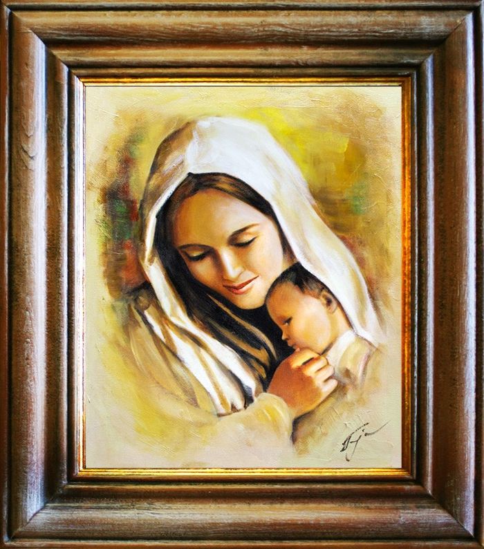Religion Maria Jesus Handarbeit Ölbild Bild Ölbilder Rahmen Bilder G06536