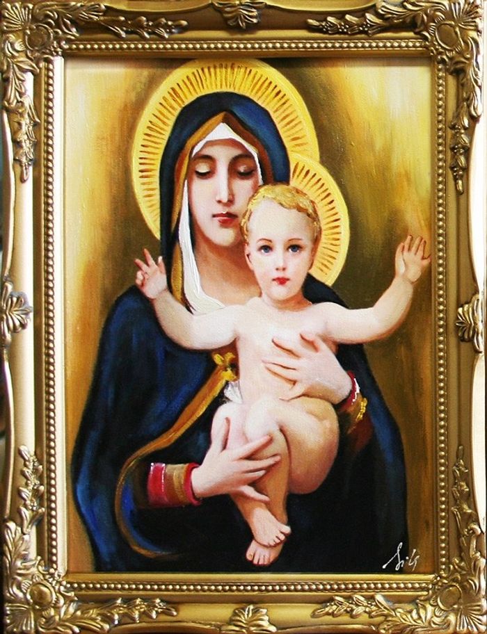Religion Maria Handarbeit Ölbild Bild Ölbilder Rahmen Bilder G06629