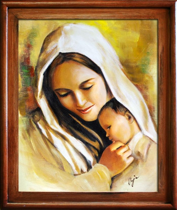 Religion Maria Handarbeit Ölbild Bild Ölbilder Rahmen Bilder G06676