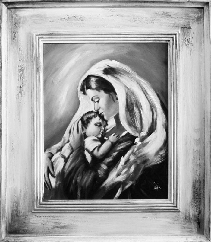 Religion Maria Handarbeit Ölbild Bild Ölbilder Rahmen Bilder G15047