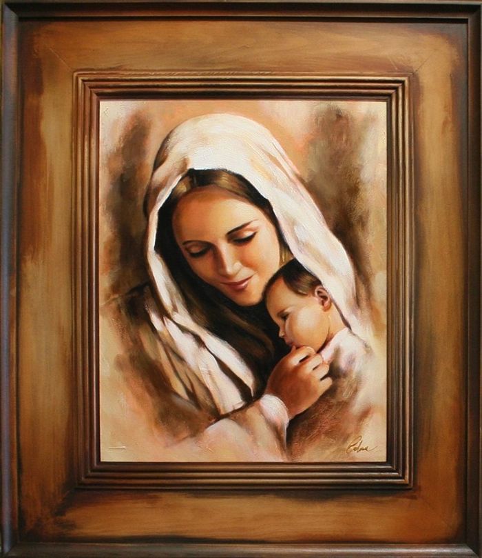 Religion Maria Handarbeit Ölbild Bild Ölbilder Rahmen Bilder G15278