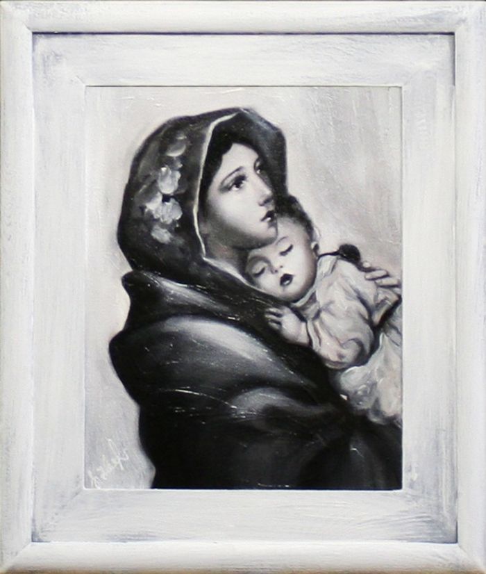 Religion Maria Handarbeit Ölbild Bild Ölbilder Rahmen Bilder G15380