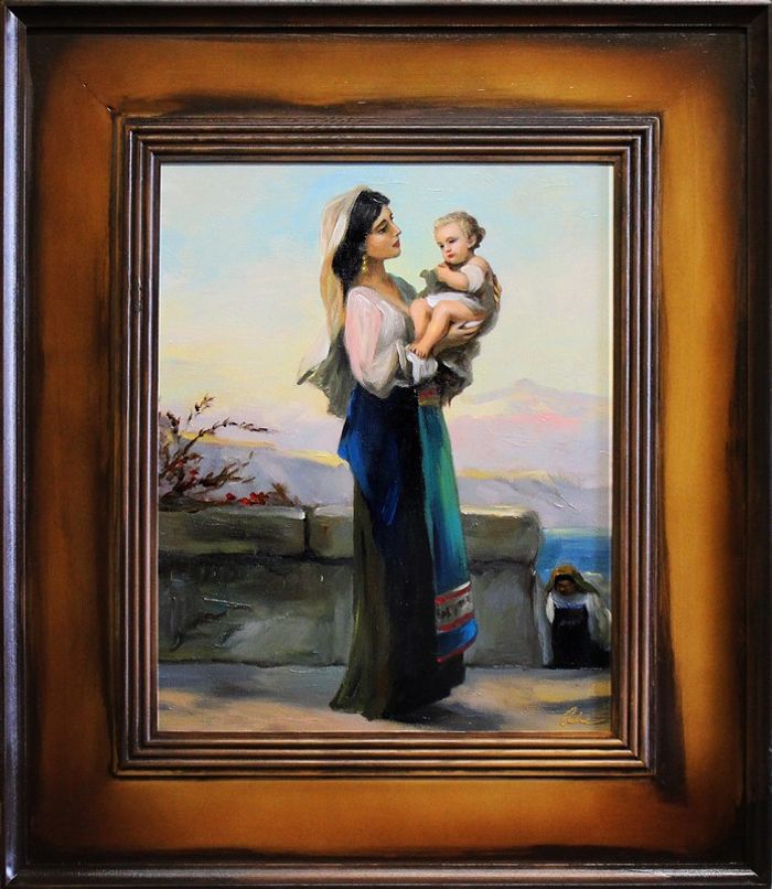 Religion Maria Handarbeit Ölbild Bild Ölbilder Rahmen Bilder G16032