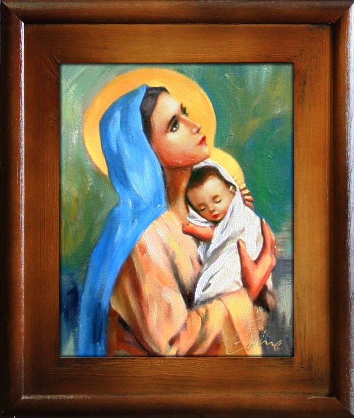 Religion Maria Handarbeit Ölbild Bild Ölbilder Rahmen Bilder G16041