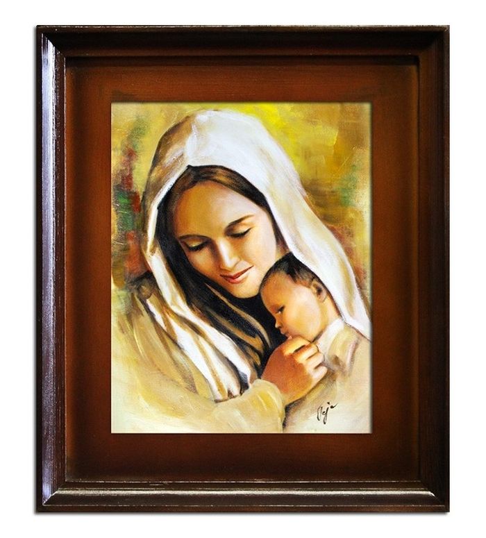 Religion Maria Handarbeit Ölbild Bild Ölbilder Rahmen Bilder G16043