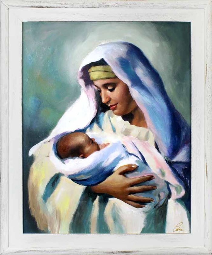 Religion Maria Handarbeit Ölbild Bild Ölbilder Rahmen Bilder G16839