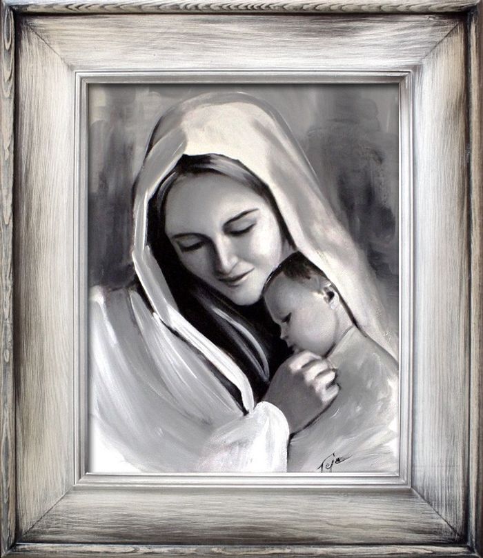 Religion Maria Handarbeit Ölbild Bild Ölbilder Rahmen Bilder G93236