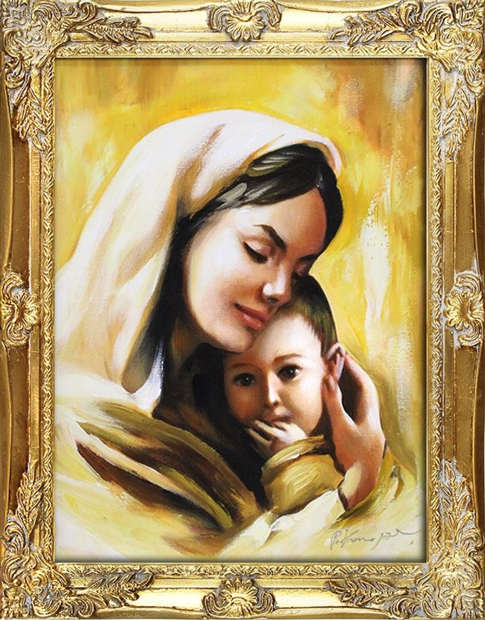 Religion Maria Handarbeit Ölbild Bild Ölbilder Rahmen Bilder G93612