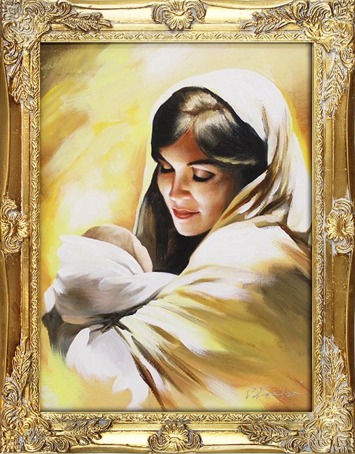 Religion Maria Handarbeit Ölbild Bild Ölbilder Rahmen Bilder G93613