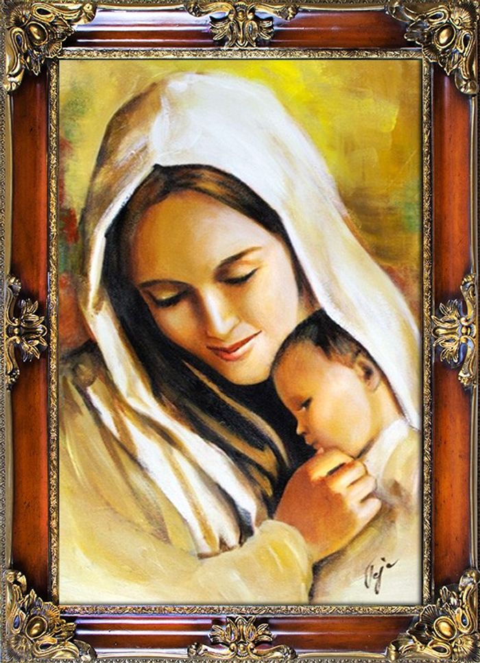 Religion Maria Handarbeit Ölbild Bild Ölbilder Rahmen Bilder G93942