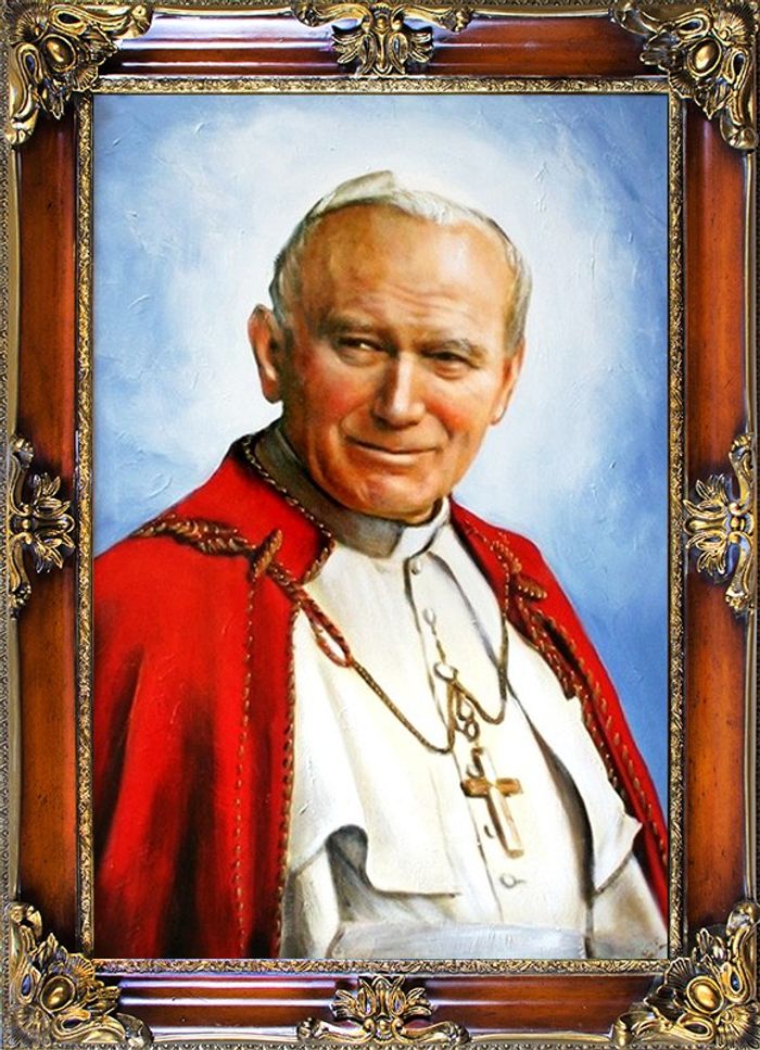 Religion Papst Johannes Paul 2 Handarbeit Ölbild Ölbilder Rahmen Bilder G93943