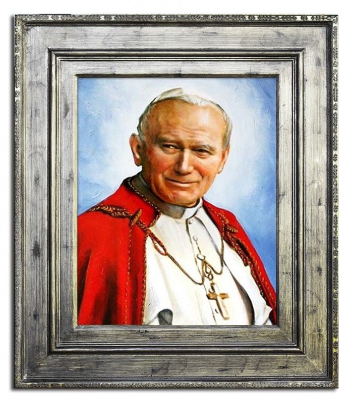 Religion Papst Johannes Paul 2 Handarbeit Ölbild Ölbilder Rahmen Bilder G93992