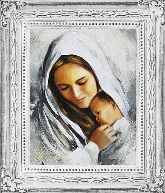 Religion Maria Handarbeit Ölbild Bild Ölbilder Rahmen Bilder G94208