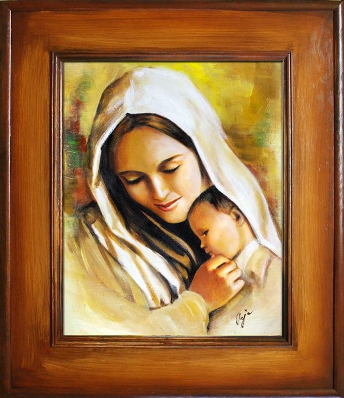Religion Maria Handarbeit Ölbild Bild Ölbilder Rahmen Bilder G94690