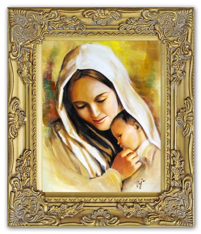 Religion Maria Jesus Handarbeit Ölbild Bild Ölbilder Rahmen Bilder G95298