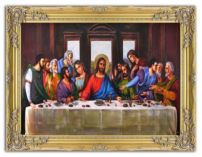 Religion Jesus Abendmahl Handarbeit Ölbild Bild Ölbilder Rahmen Bilder G94211