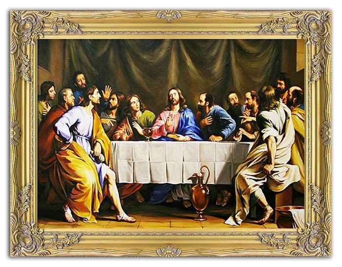 Religion Jesus Abendmahl Handarbeit Ölbild Bild Ölbilder Rahmen Bilder G94212