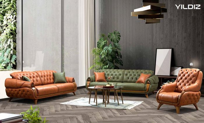 Sofagarnitur 3+3 Sitzer Sofa Couchen Sofas Luxus Gruppe Garnitur Design 2tlg