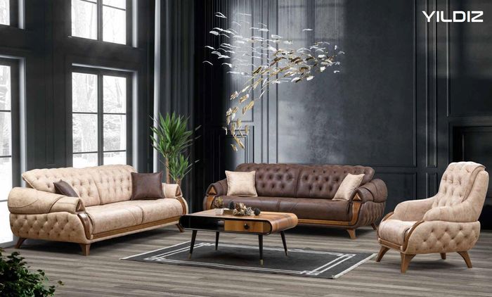 Sofa 3 Sitzer Sofas Leder Dreisitzer Polster Design Wohnzimmer Klassisches Möbel