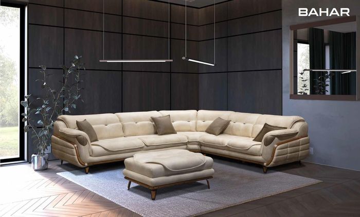 Luxus Ecksofa L-Form Garnitur Textil Sitz Wohnzimmer Polstermöbel Ecke Sofa Neu