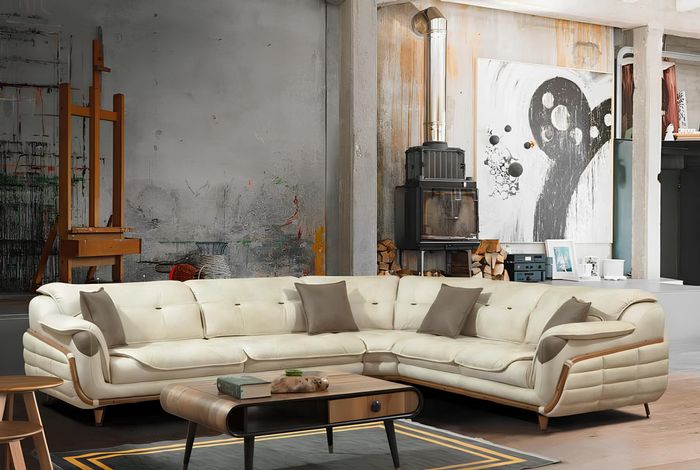 Ecksofa L-form Textil Luxus Sofa Wohnlandschaft Polster Couch Couchen Möbel