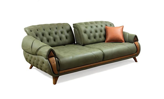 Klassischer Dreisitzer Sofa Couch Polster Möbel Wohnzimmer 3 Sitz Ledersofa Neu