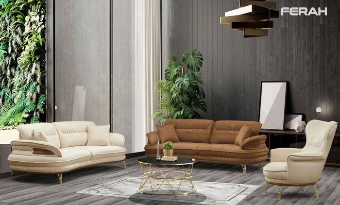 Luxus Sofagarnitur 3+3+1 Sitzer Dreisitzer Sofa Sofas Sessel Design Klassisches