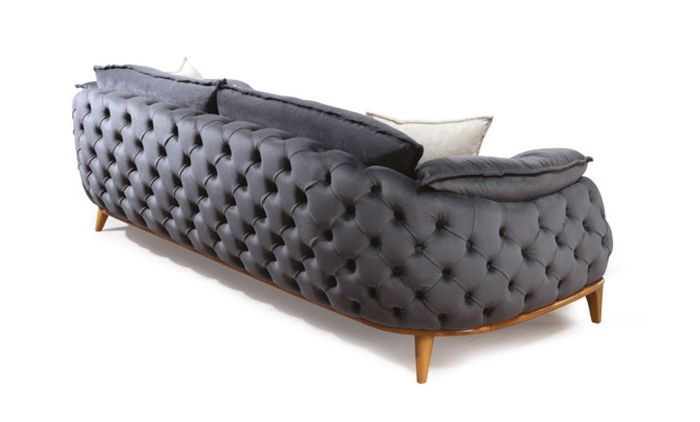 Chesterfield mit Holz Textil Couch Sofagarnitur 331 Sitz Set Polster Möbel Stoff
