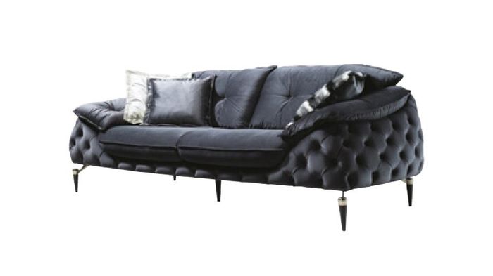 Couch Chesterfield mit Holz Textil Sofagarnitur 331 Sitz Set Polster Möbel Stoff