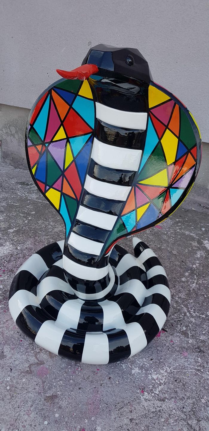 Handarbeit Abstrakte Figur Statue Design Bunte Statuen Skulptur 90cm Cobra