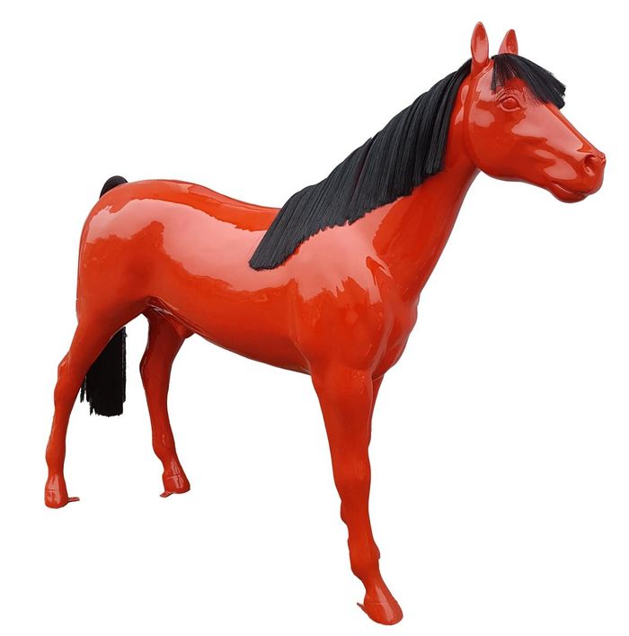 Abstrakte Figur Statue Design Skulptur Dekoration Außen Innen Garten Pferd Rot