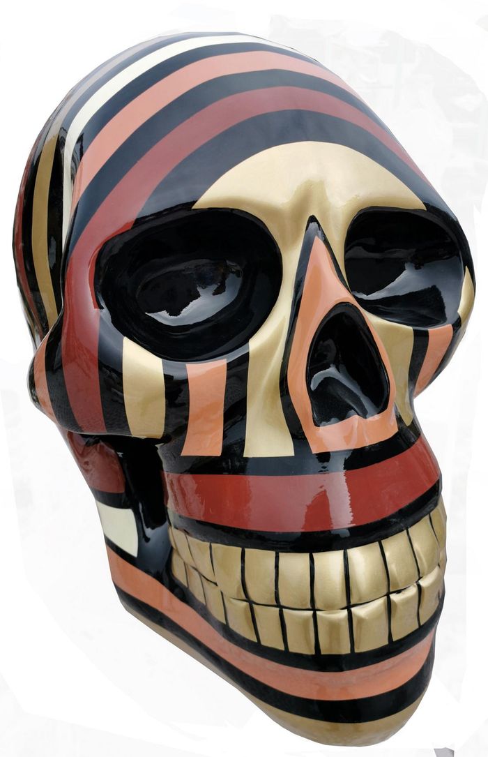 Abstrakte Schädel Figur Statue Skulptur 58cm Statue Skulpturen Toten Kopf Bunt