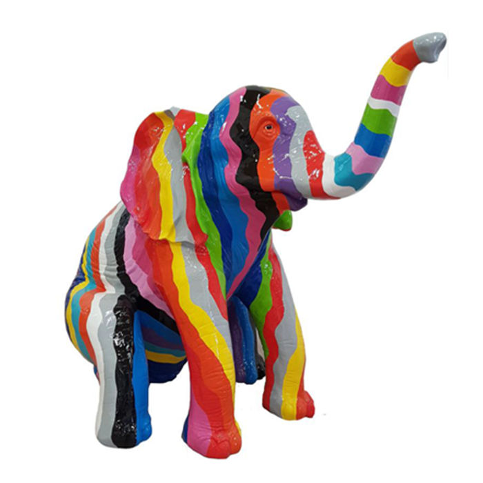 Bunter Elefant Figuren Statuen Skulptur Elefant Kunststoff Figur 140cm Statue