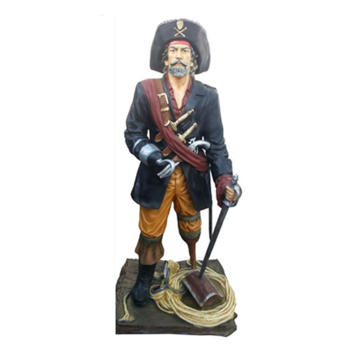 Pirat Figur Statue Kaperer Freibeuter Korsar Bukanier Skulptur Dekoration 200 cm