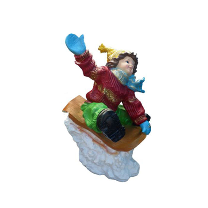 Junge Schnee Winter Figur Statue Deko Figuren Dekoration Garten Schlitten Fahrt