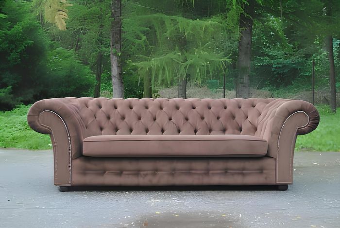 Sofa 3 Sitzer Stoff Design Couch Polster Sofas Textil Modern Chesterfield Beige