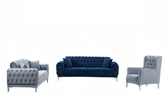 Sofa 3-Sitzer Couch Relaxgarnitur Wohnzimmer 3tlg Lounge-Garnitur Komplettsofa