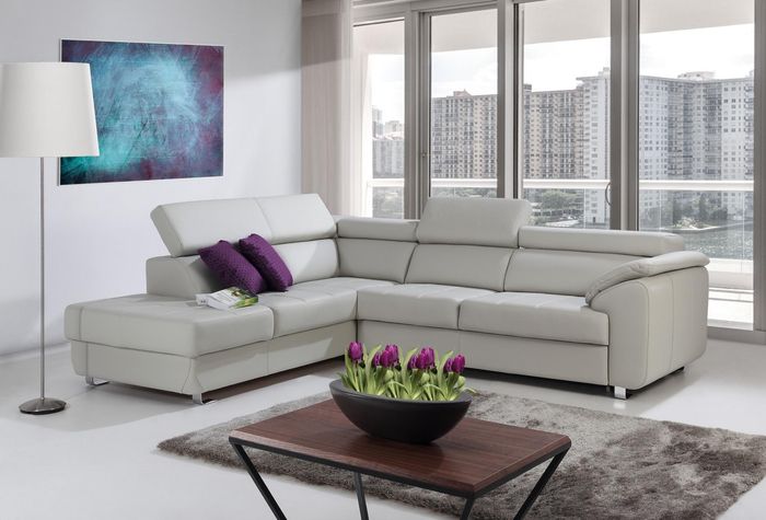 L-Form Leder Sitz Garnitur Designer Wohnlandschaft Ecksofa Couch Sofa Couchen