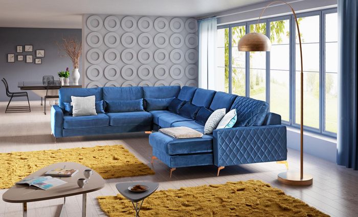 Samt Stoff Sitz Garnitur Designer Wohnlandschaft Ecksofa Sofa Couch Sofa U Form