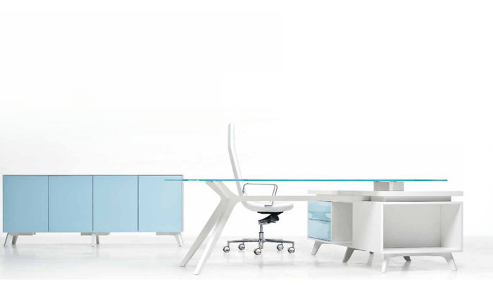 Kommode Modern Sideboard Blau Anrichte Schrank Aktenschrank Büro Glas Frezza Neu