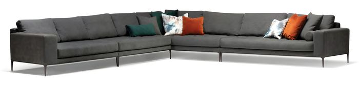 Elegantes graues Ecksofa aus Stoff modern und zeitlos