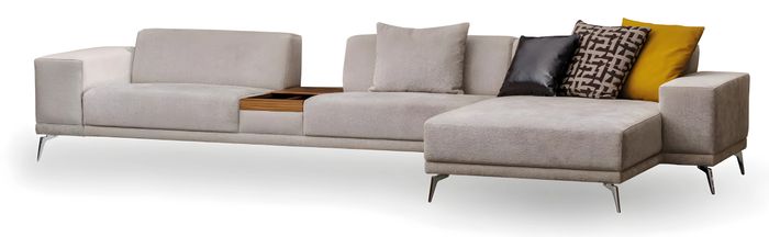 Weißes Stoff-Ecksofa in L-Form modern