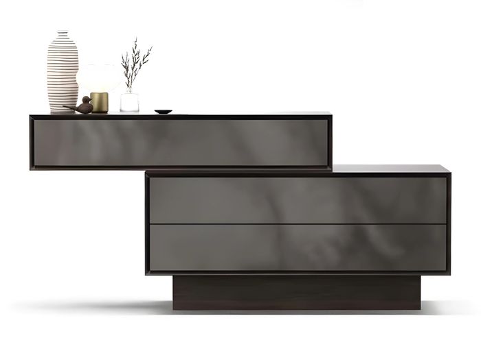 Moderne graue Holzkommode mit Stauraum für Wohnzimmer und Schlafzimmer