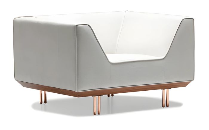 Moderner Weißer Holzsessel mit Stoffbezug und stilvollem Design