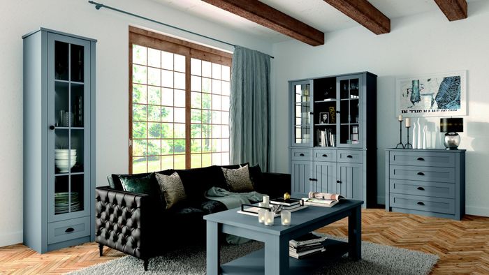 Wohnzimmer Set Vitrine Kommode Wohnwände Kommoden sideboard Schrank Tisch 4tlg