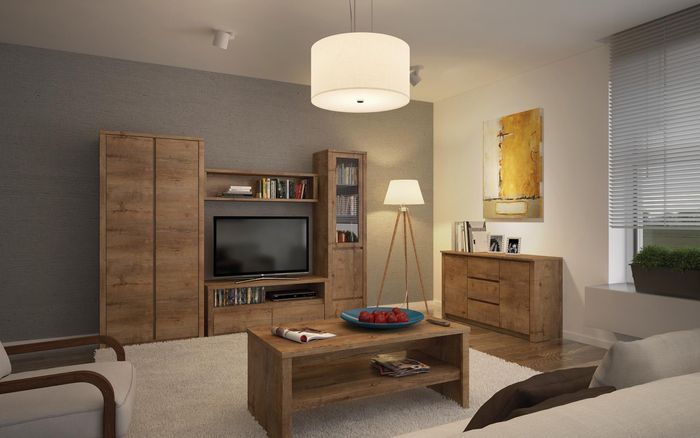 Wohnzimmermöbel Set Design Wohnzimmer Sideboard Wandregal Kommode Vitrine 5tlg.