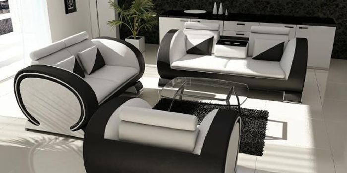 Sofagarnitur Ledersofa Sofa Couch Polster Leder Garnitur Couchen Sofas 3+2+1