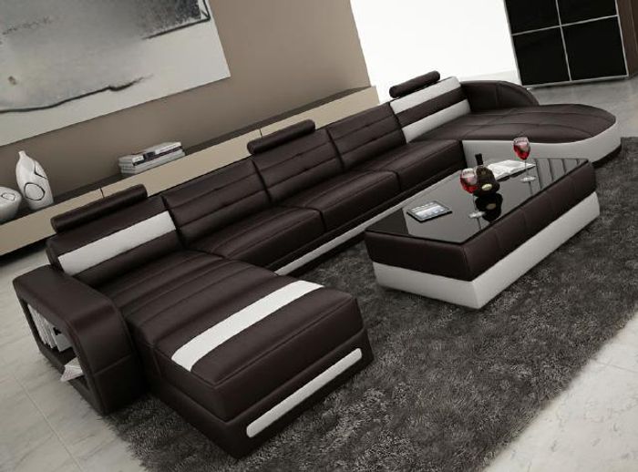LEDERSOFA ECKSOFA COUCH DESIGNER PISA WOHNLANDSCHAFT COUCH SOFA U FORM COLO 3